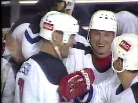YouTube thumbnail for Vintage Razor from 1994 calling an exhibition shootout between Gretzky and friends vs the IHL Detroit Vipers